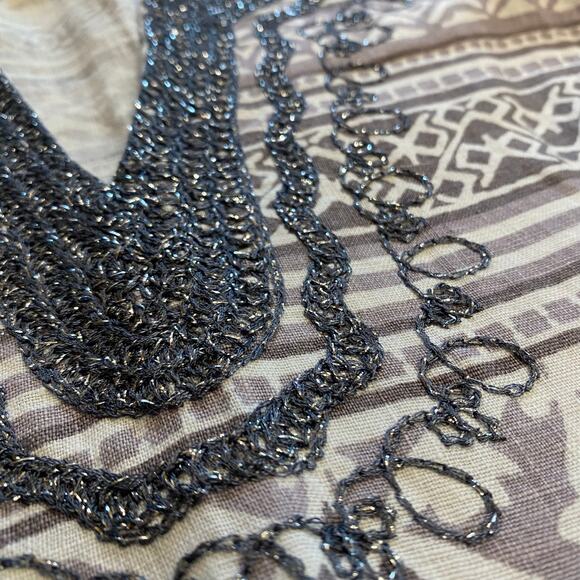 JM Collection white and dusty purple 3/4 sleeve linen top size small - Picture 6 of 8